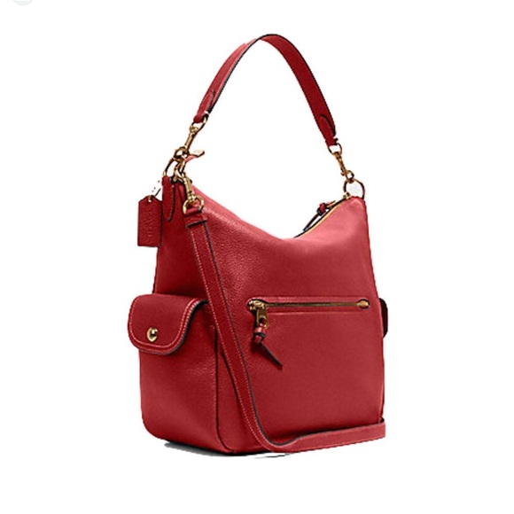 Coach Pennie Vibrant Red Leather Hobo Hand Shoulder Large Bag NWT - Picture 3 of 14